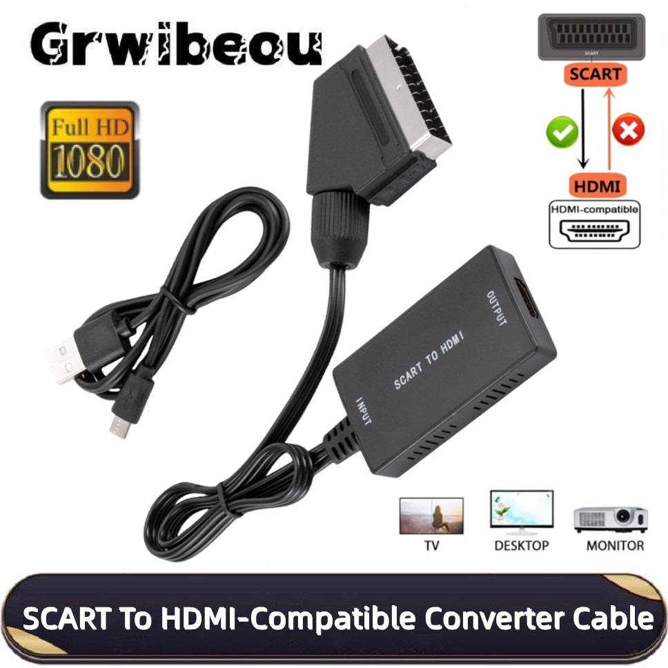 Scart To Hdmi - HD1080P SCART'tan HDMI Uyumlu Dönüştürücüye Kablo